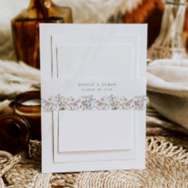 Wildflower bruiloft uitnodiging buikband Floral Uitnodigingen Wikkel