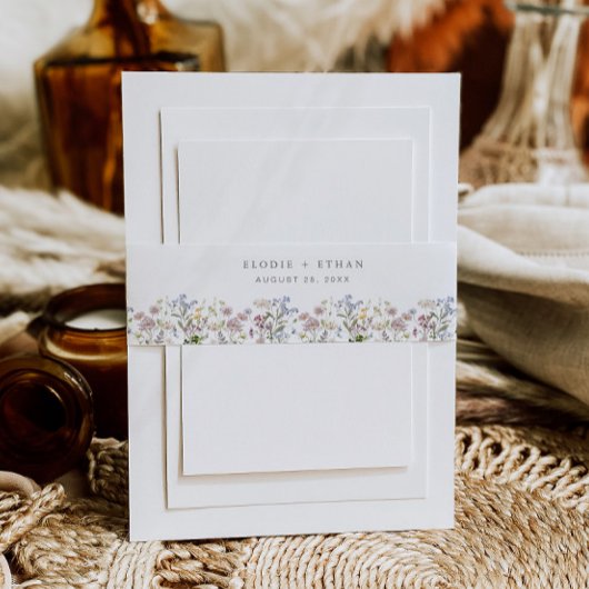 Wildflower bruiloft uitnodiging buikband Floral Uitnodigingen Wikkel