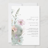 Wildflower bruiloft uitnodiging | Elegante Waterve (Voorkant)