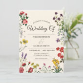 Wildflower bruiloft uitnodiging met aangepaste fot (Staand voorkant)