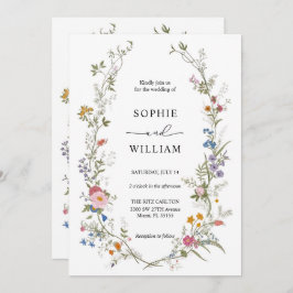 Wildflower bruiloft uitnodiging Sjabloon, afdrukba