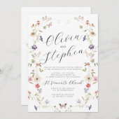Wildflower bruiloft uitnodiging, zomer bruiloft kaart (Voorkant / Achterkant)