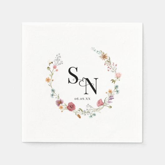 Wildflower bruiloft, verlovingsfeest Jubileum Servet (Voorkant)