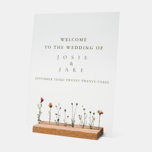 Wildflower bruiloft welkomstbord acryl bord (Hoek)