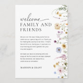 Wildflower bruiloft welkomstbrief tijdlijn Kaart (Voorkant)