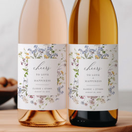 Wildflower bruiloft wijn fles label Floral Boho Etiket