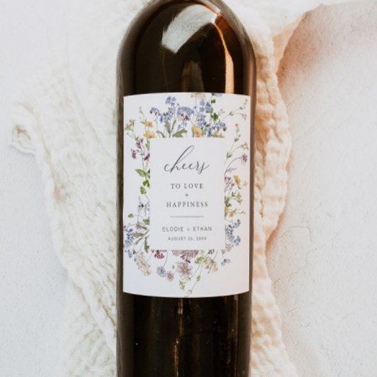 Wildflower bruiloft wijn fles label Floral Boho Etiket