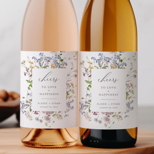 Wildflower bruiloft wijn fles label Floral Boho Wijn Etiket