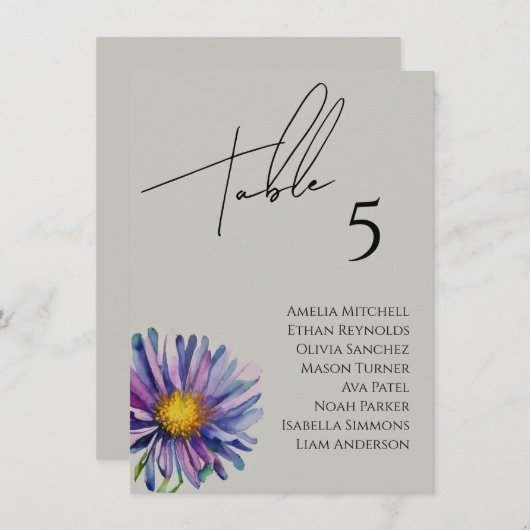 Wildflower bruiloft zitgrafiek Kaart (Voorkant / Achterkant)