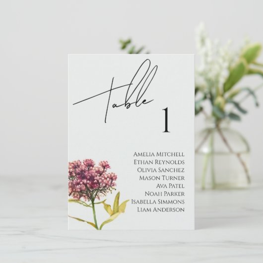 Wildflower bruiloft zitgrafiek Kaart (Staand voorkant)