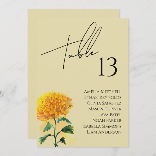 Wildflower bruiloft zitgrafiek Kaart (Voorkant / Achterkant)