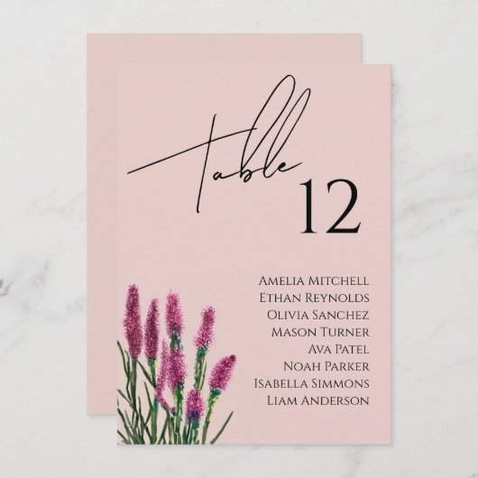 Wildflower bruiloft zitgrafiek Kaart (Voorkant / Achterkant)