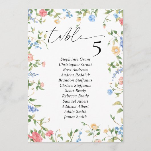 Wildflower bruiloft Zitkaart Teken Kaarten (Achterkant)