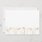 Wildflower Bruiloftsreceptie Gouden Bloemenschets Kaart (Achterkant)