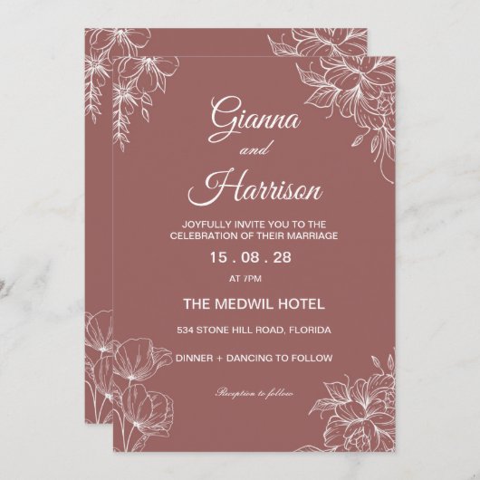 Wildflower Bruin Wide Weddenschap Kaart (Voorkant / Achterkant)