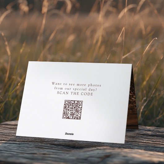 Wildflower bruine val bruiloft foto QR code link Bedankkaart