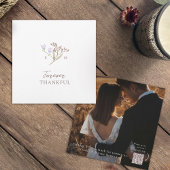 Wildflower bruine val bruiloft foto QR code link Bedankkaart