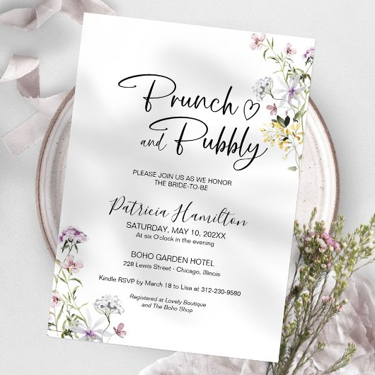 Wildflower Brunch En Bruisende Bruidsborrel Kaart