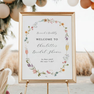 Wildflower Brunch en Bruisende Bruiloft Welkom Poster