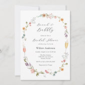 Wildflower Brunch en Bubbly Vrijgezellenfeest Invi Kaart (Voorkant)