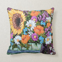 "Wildflower Bucket Boeket" Worp Kussen