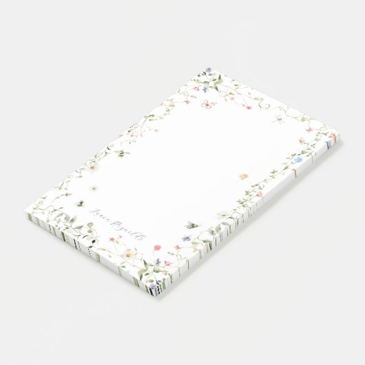 Wildflower Bumble Bee Monogram Gepersonaliseerd Post-it® Notes (Schuin)