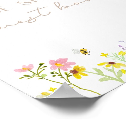 Wildflower Bumblebee Floral Gastenboek teken Poster (Hoek)