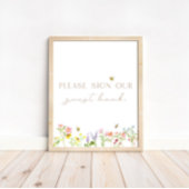 Wildflower Bumblebee Floral Gastenboek teken Poster