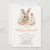 Wildflower Bunny Girl Baby shower Uitnodiging (Voorkant)