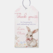 Wildflower Bunny Konijn Roze Verjaardag Gift Label Cadeaulabel (Achterkant)