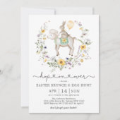 Wildflower Bunny & Lamb Easter Brunch & Egg Hunt Kaart (Voorkant)