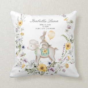 Wildflower Bunny & Lamb Wreath Newborn Easter Gift Kussen