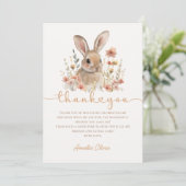 Wildflower Bunny Meisje Verjaardag Bedankt Card (Staand voorkant)