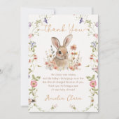 Wildflower Bunny Rabbit Girl Baby shower Bedankkaart (Voorkant)