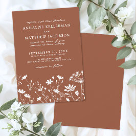 Wildflower Burnt Orange Wedding Kaart
