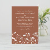 Wildflower Burnt Orange Wedding Kaart (Staand voorkant)