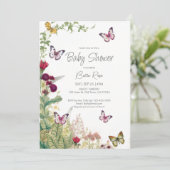 Wildflower Butterflies Baby shower Invitation Kaart (Staand voorkant)