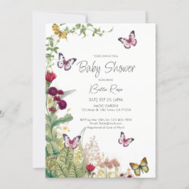 Wildflower Butterflies Baby shower Invitation Kaart