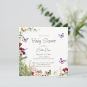 Wildflower Butterflies Baby shower Invitation Kaart (Staand voorkant)
