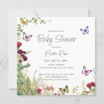 Wildflower Butterflies Baby shower Invitation