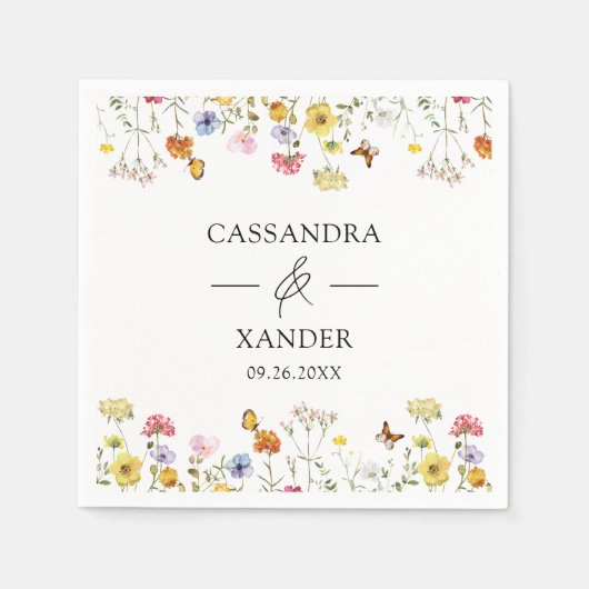 Wildflower Butterflies Boho Wedding Ampersand Servet (Voorkant)