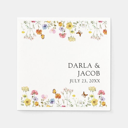 Wildflower Butterflies Boho Wedding Servet (Voorkant)