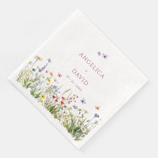 Wildflower Butterflies bruiloft servet (Hoek)