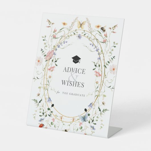 Wildflower Butterfly Afstuderen Advies en wensen Reclamebord Met Voetstuk (Voorkant)