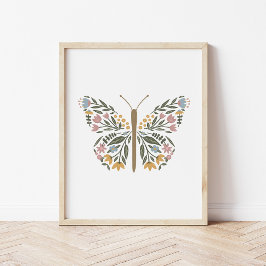 Wildflower Butterfly Art Print Poster