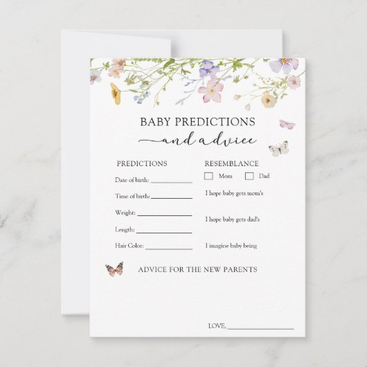 Wildflower Butterfly Baby Advies en Voorspellingen Kaart (Voorkant)