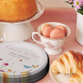 Wildflower Butterfly Baby in Bloom Baby shower Papieren Bordje