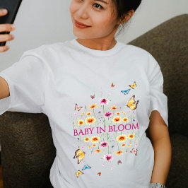 Wildflower Butterfly Baby in Bloom Mom to Be Grote Maat T-shirt