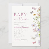 Wildflower Butterfly Baby in Bloom Shower Kaart (Voorkant)