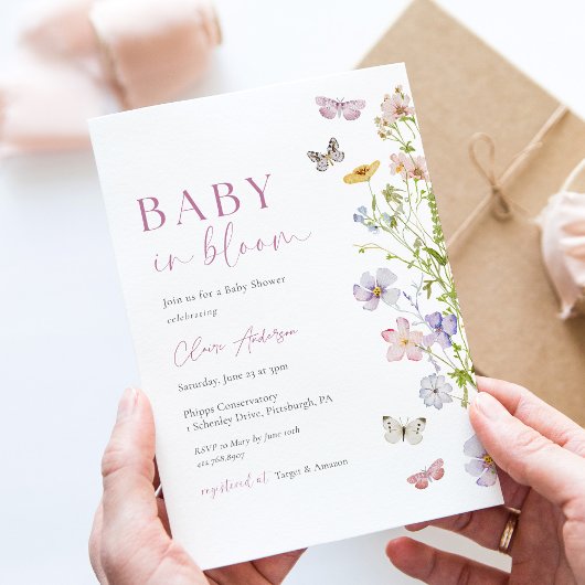 Wildflower Butterfly Baby in Bloom Shower Kaart